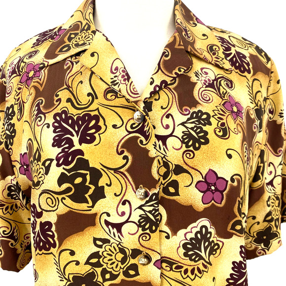 Vintage Silks by Joan Leslie Skirt Set Womens 10/12 Silk Floral Button Up Top - Picture 5 of 16